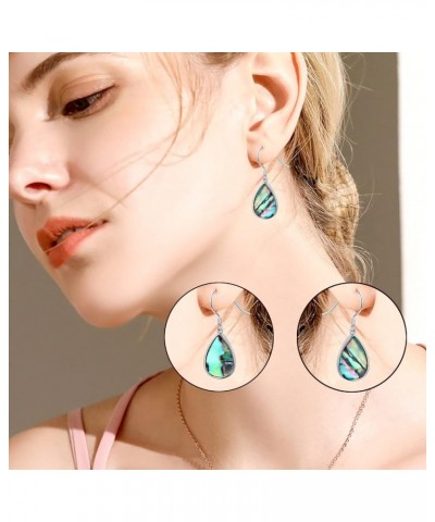 S925 Sterling Silver Vertical Drop Dangle Earrings Gift for Women Teenage Girls 05_Teardrop-Abalone Shell $16.52 Earrings