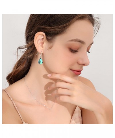 S925 Sterling Silver Vertical Drop Dangle Earrings Gift for Women Teenage Girls 05_Teardrop-Abalone Shell $16.52 Earrings