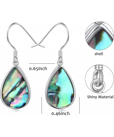 S925 Sterling Silver Vertical Drop Dangle Earrings Gift for Women Teenage Girls 05_Teardrop-Abalone Shell $16.52 Earrings