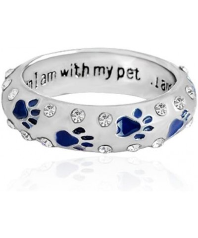 Bling Dog Paw Print Ring When I am with My Pet Lettering Ring Friendship Ring Blue Color Size 6 $9.29 Rings