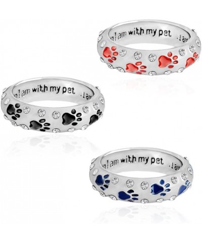 Bling Dog Paw Print Ring When I am with My Pet Lettering Ring Friendship Ring Blue Color Size 6 $9.29 Rings