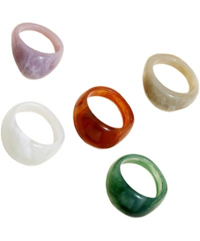 5pcs Resin Ring Rings Jewelry Fashion Ring Decoration Open Ring Wedding Ring s Gift for Friends Thick Dome Ring Resin Joint R...