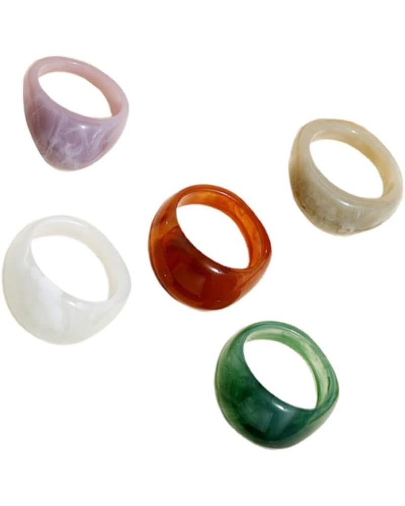 5pcs Resin Ring Rings Jewelry Fashion Ring Decoration Open Ring Wedding Ring s Gift for Friends Thick Dome Ring Resin Joint R...