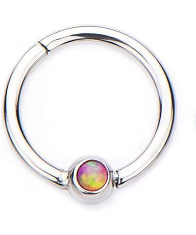 16G 8-10mm Synthetic Opal Hinged Surgical Steel Clicker Piercing Hoop 10mm, Pink $11.59 Body Jewelry