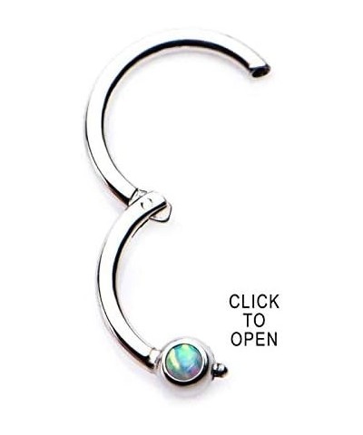 16G 8-10mm Synthetic Opal Hinged Surgical Steel Clicker Piercing Hoop 10mm, Pink $11.59 Body Jewelry