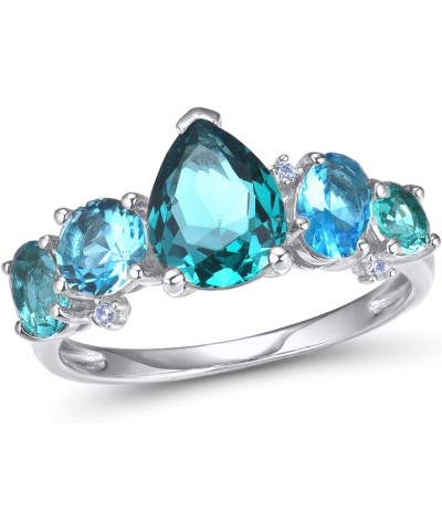 925 Sterling Silver Gemstone Ring Blue Glass Cubic Zirconia Statement Ring for Women $13.50 Rings