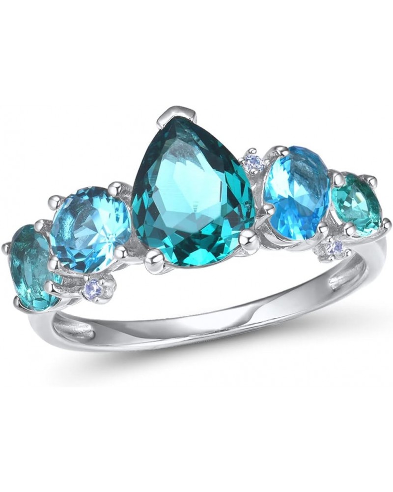 925 Sterling Silver Gemstone Ring Blue Glass Cubic Zirconia Statement Ring for Women $13.50 Rings