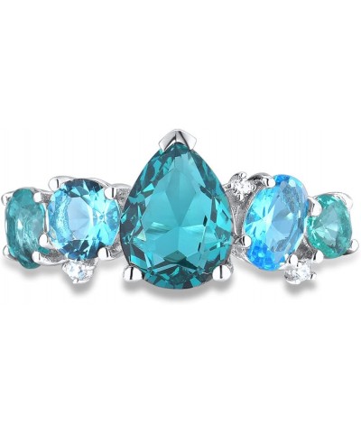 925 Sterling Silver Gemstone Ring Blue Glass Cubic Zirconia Statement Ring for Women $13.50 Rings