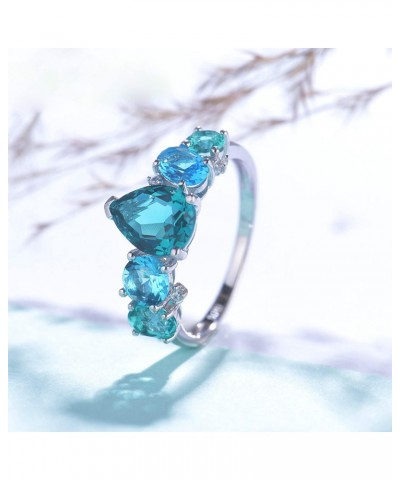 925 Sterling Silver Gemstone Ring Blue Glass Cubic Zirconia Statement Ring for Women $13.50 Rings