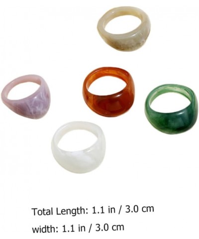 5pcs Resin Ring Rings Jewelry Fashion Ring Decoration Open Ring Wedding Ring s Gift for Friends Thick Dome Ring Resin Joint R...