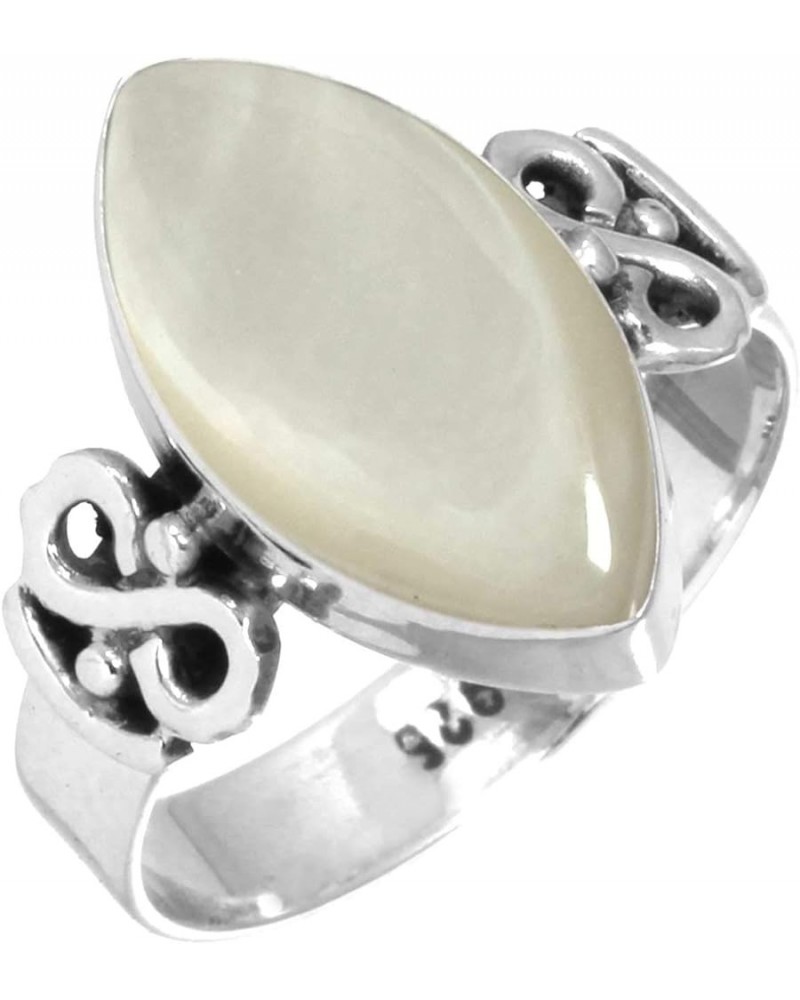 925 Sterling Silver Handmade Ring for Women 8x16 Marquoise Gemstone Statement Jewelry for Gift (99094_R) Mother Of Pearl $16....