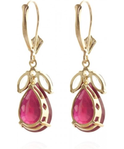 7 ct 14K Solid Gold Leverback Earrings Ruby White Topaz Yellow Gold $362.34 Earrings