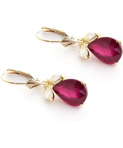 7 ct 14K Solid Gold Leverback Earrings Ruby White Topaz Yellow Gold $362.34 Earrings