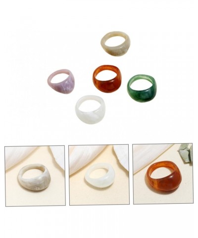 5pcs Resin Ring Rings Jewelry Fashion Ring Decoration Open Ring Wedding Ring s Gift for Friends Thick Dome Ring Resin Joint R...