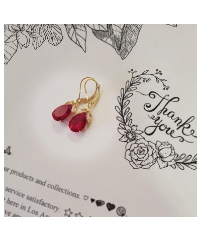 7 ct 14K Solid Gold Leverback Earrings Ruby White Topaz Yellow Gold $362.34 Earrings