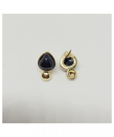 Agate Stone Stud Earrings for Women, Natural Brazilian Skilled Crafted Gemstone, Hypoallergenic 18K Gold Plated, 3/4 inch (1,...