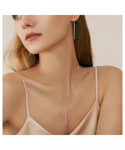 3PCS Women's Jewelry Sets,Gold Long Necklace Minimalism Circle Y-shaped Line Earrings for Women Gifts SIIVER $6.75 Jewelry Sets