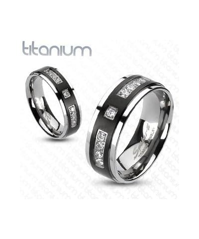 His and Her 4 Piece Black and Silver Stainless Steel and Titanium Wedding Ring Band Set Size Women's 05 Men's 08 $20.09 Sets