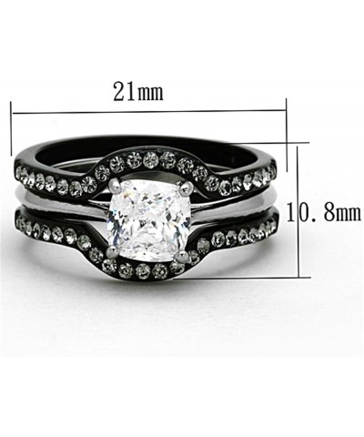 His and Her 4 Piece Black and Silver Stainless Steel and Titanium Wedding Ring Band Set Size Women's 05 Men's 08 $20.09 Sets