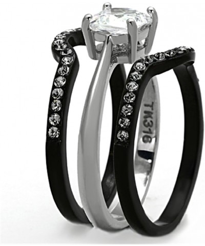 His and Her 4 Piece Black and Silver Stainless Steel and Titanium Wedding Ring Band Set Size Women's 05 Men's 08 $20.09 Sets