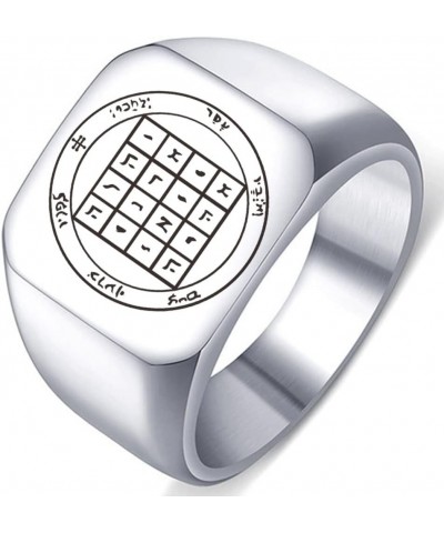 Silver Seal of Solomon 1st Pentacle of Saturn Amulet Stainless Steel Mens Womens Ring 4.Silver 14MMx15MM $5.45 Rings