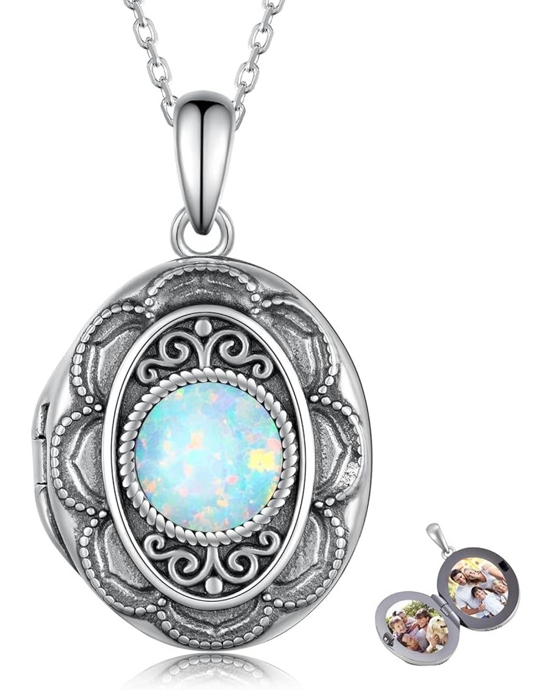 Locket Necklace for Women 925 Sterling Silver Photo Pendant Necklace that Holds Pictures Birthday Memorial Jewelry Gifts for ...