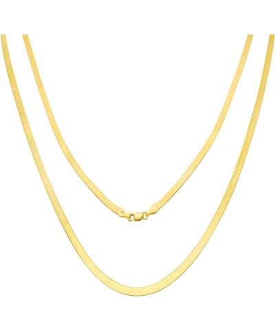 14k Yellow Gold 3mm Solid Herringbone Silky Flat High Polish Chain Necklace, Womens Lobster Clasp 14" 16" 18" 20" 22" 24 16 $...