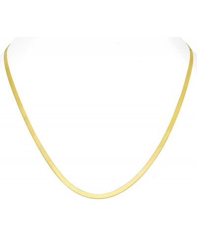 14k Yellow Gold 3mm Solid Herringbone Silky Flat High Polish Chain Necklace, Womens Lobster Clasp 14" 16" 18" 20" 22" 24 16 $...