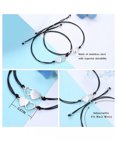 2/3/4/5 Pcs Matching Heart Distance Bracelets Friendship Gift for Sisters Best Friends Cousins Bestie Girls Women Sisters-2pc...