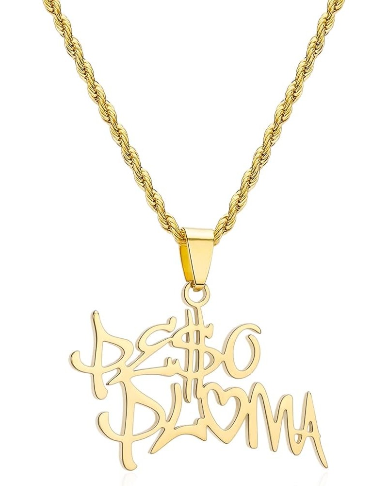 Rapper Necklace with Rope Chain Merch Outfit Signature Neckace for Men women Gift for Fans gold $11.99 Necklaces