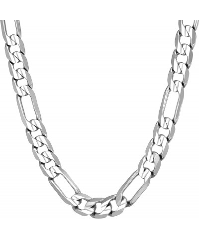 7mm Figaro Chain Necklace Diamond Cut 24k Real Gold Plated White Gold 20 inches $36.66 Necklaces