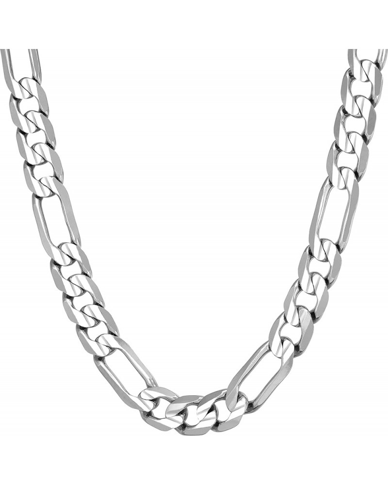 7mm Figaro Chain Necklace Diamond Cut 24k Real Gold Plated White Gold 20 inches $36.66 Necklaces