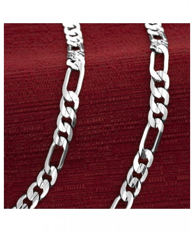 7mm Figaro Chain Necklace Diamond Cut 24k Real Gold Plated White Gold 20 inches $36.66 Necklaces