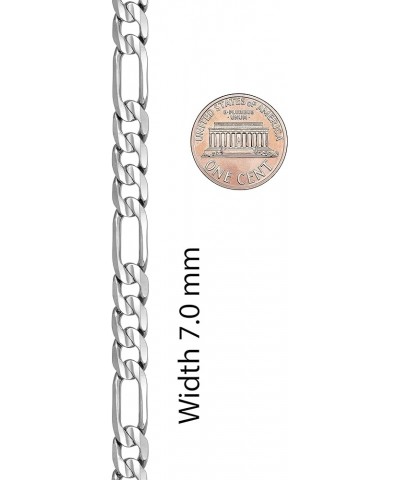 7mm Figaro Chain Necklace Diamond Cut 24k Real Gold Plated White Gold 20 inches $36.66 Necklaces