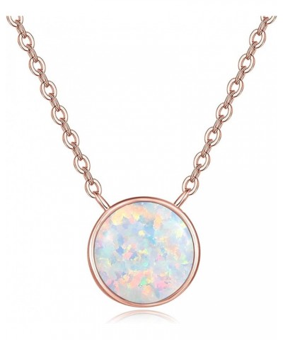 8mm Opal Necklace Sterling Silver Dainty Round Pendant Necklace Opal Jewelry Gift for Women Teens Mom Daughter 18"+2" Chain R...