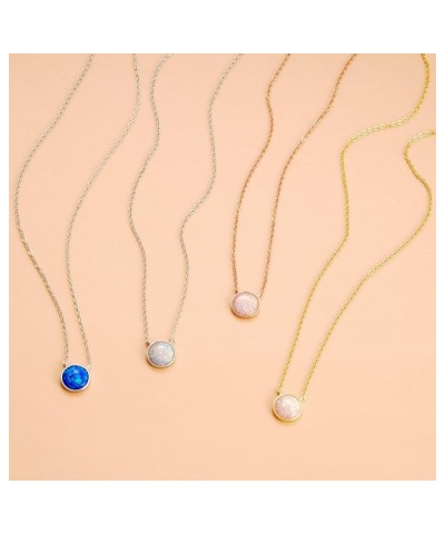 8mm Opal Necklace Sterling Silver Dainty Round Pendant Necklace Opal Jewelry Gift for Women Teens Mom Daughter 18"+2" Chain R...