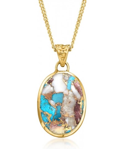 Oval Kingman Turquoise Pendant Necklace in 18kt Gold Over Sterling 18.0 Inches $52.65 Necklaces