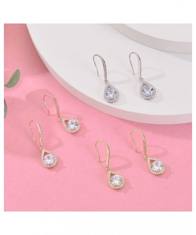 4/6 Pairs Bridesmaids Proposal Gift Bridesmaids Earrings Classic Cubic Zirconia Teardrop Dangle Earrings for Women Girls I Co...