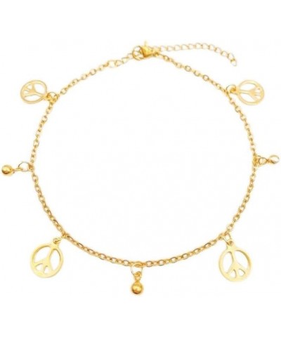 Ankle Bracelet for Women，bead zircon pendant 18K gold-plated anklet for women girls Peace $7.51 Anklets