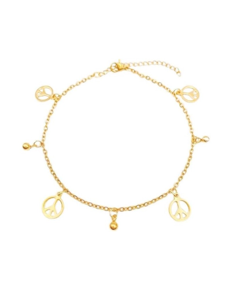 Ankle Bracelet for Women，bead zircon pendant 18K gold-plated anklet for women girls Peace $7.51 Anklets