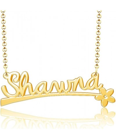 24k Gold Plated Flower Personalized Nameplate Custom Name Necklace Shawna $12.65 Necklaces