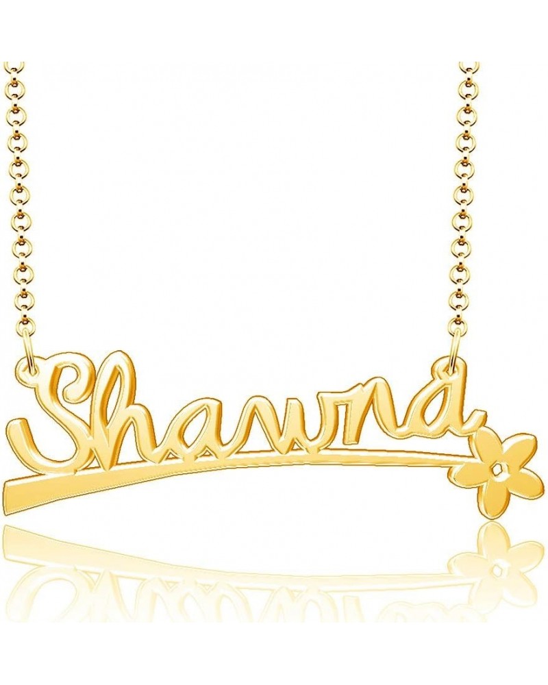 24k Gold Plated Flower Personalized Nameplate Custom Name Necklace Shawna $12.65 Necklaces