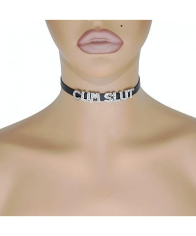 2 Pieces Set DADDY'S SLUT and CUM SLUT Choker Necklaces,Rhinestone Chokers For Women Honey Princess Hotwife,Cute Sexy Dad Col...