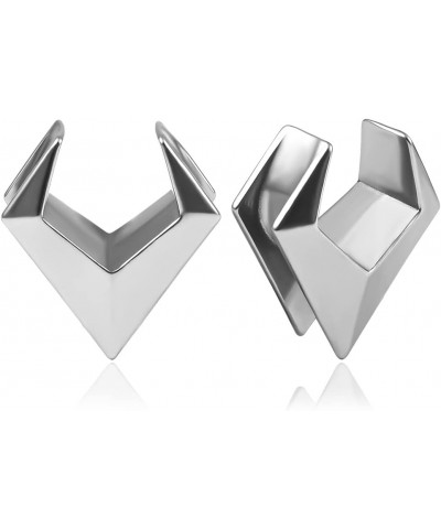 2PCS Ear Gauges Cool Rhombus Saddle Ear Plugs Body Piercing Tunnels 316 Stainless Steel Hypoallergenic Earrings Plugs for Ear...