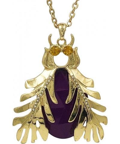 Egyptian Style Scarab Beetle Bug Whimsical Long Multi Color Unique Gold Tone Theme Pendant Necklace Purple $12.03 Necklaces