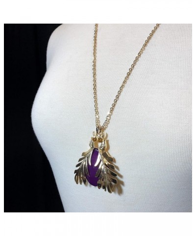 Egyptian Style Scarab Beetle Bug Whimsical Long Multi Color Unique Gold Tone Theme Pendant Necklace Purple $12.03 Necklaces